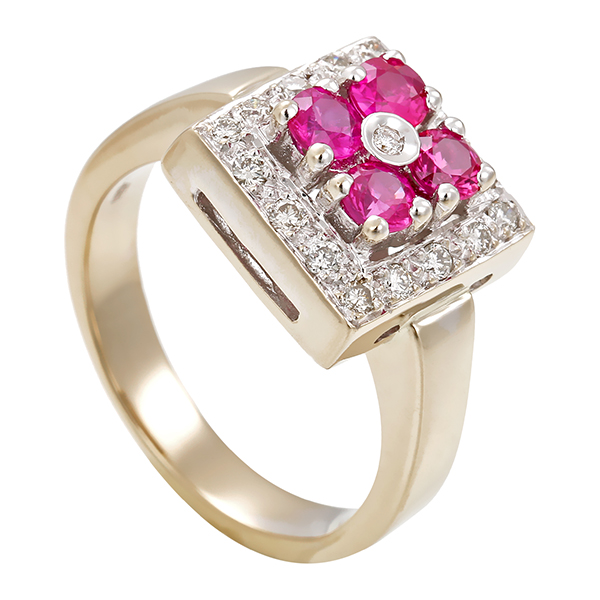 Ring, 18K, Weißgold, Brillanten, Rubine
