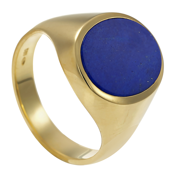 Herrenring, 14K, Gelbgold, Lapis