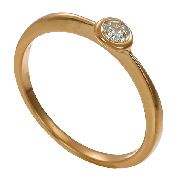 Diamantring, 14K, Gelbgold, Brillant 0,15 ct