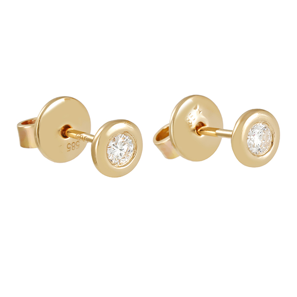 Ohrstecker, 14K, Gelbgold, Brillanten