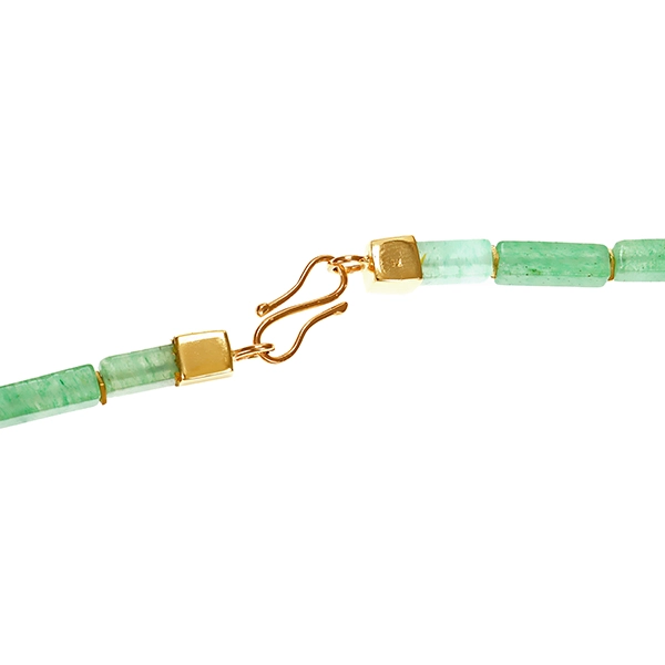 Schmucksteinkette, 18K, Gelbgold, Nephrit