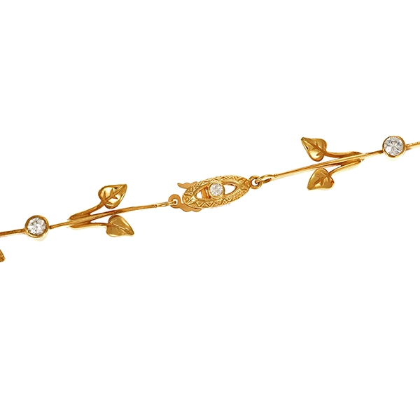 Collier, 14K, Gelbgold, Zirkonia, Synth. Rubine