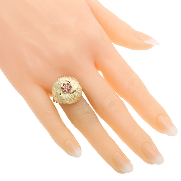 Ring, 14K, Gelbgold, Rubine