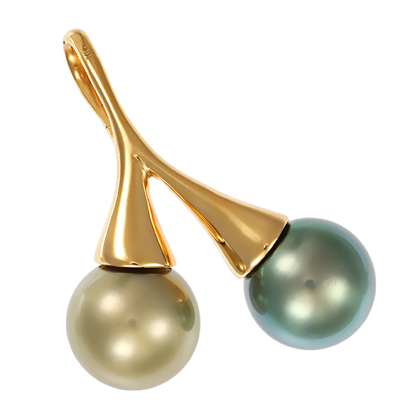 Anhänger, 18K, Gelbgold, Perlen