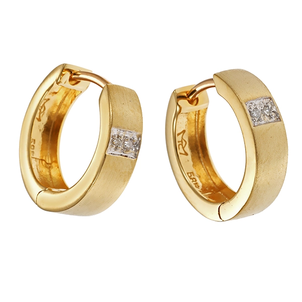 Creolen, 14K, Gelb-/Weißgold, Diamanten