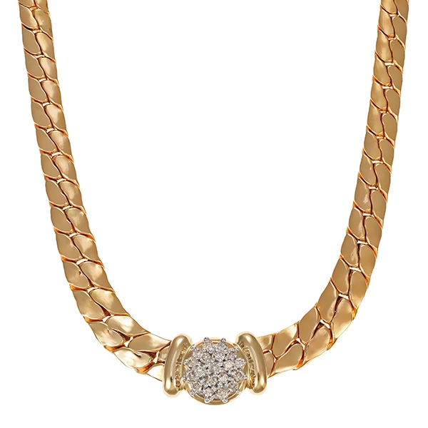 Collier, 14K, Gelbgold, Brillanten