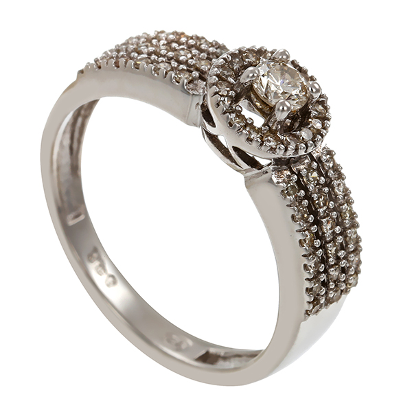 Diamantring, 9K, Weißgold, Diamanten, Brillant