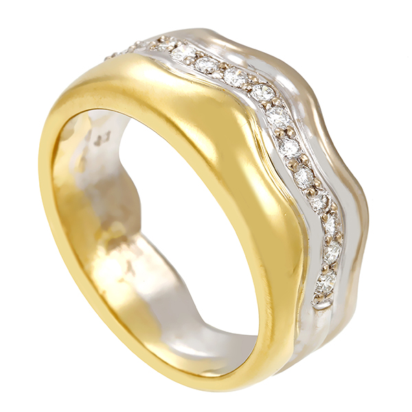 Diamantring, 18K, Gelb-/Weißgold, Brillanten 0,23 ct