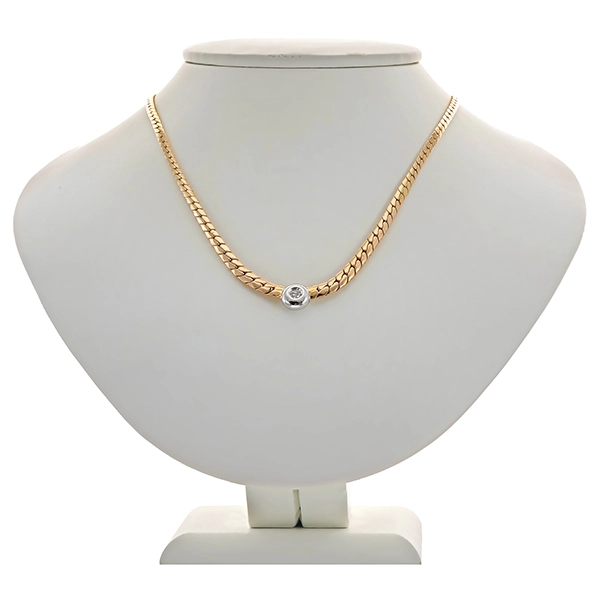 Collier, 14K, Gelb-/Weißgold, Brillant