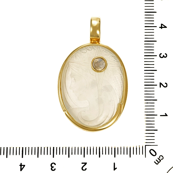 Anhänger, 14K, Gelbgold, Schmuckstein