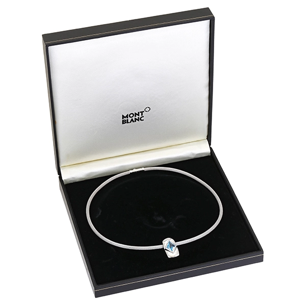 Collier, 18K, Weißgold, Kordel, Topas, Mont Blanc