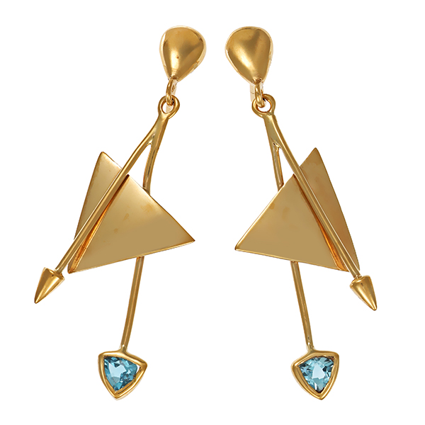 Ohrringe, 8K, Gelbgold, Topas blau