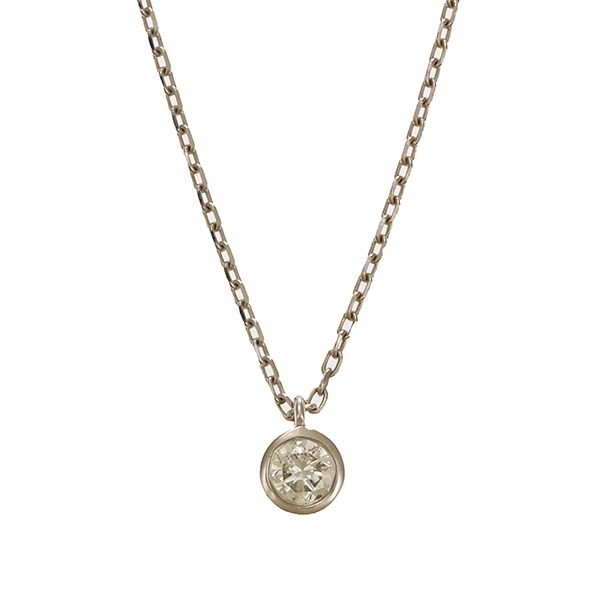 Collier, 14K, Weißgold, Brillant