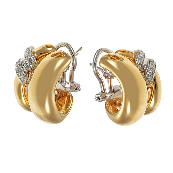 Clip-Stecker, 18K, Gelb-/Weißgold, Brillanten