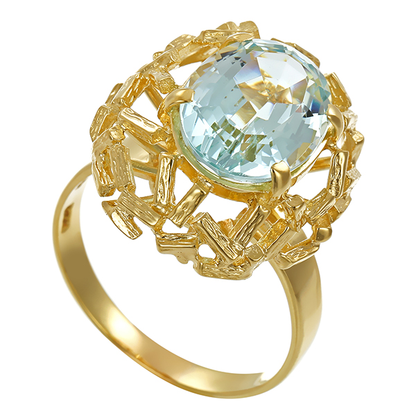 Ring, 14K, Gelbgold, Aquamarin