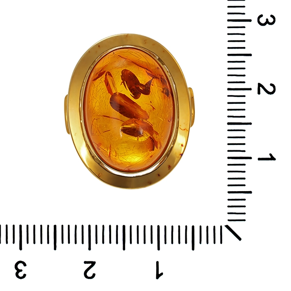 Ring, 8K, Gelbgold, Bernstein