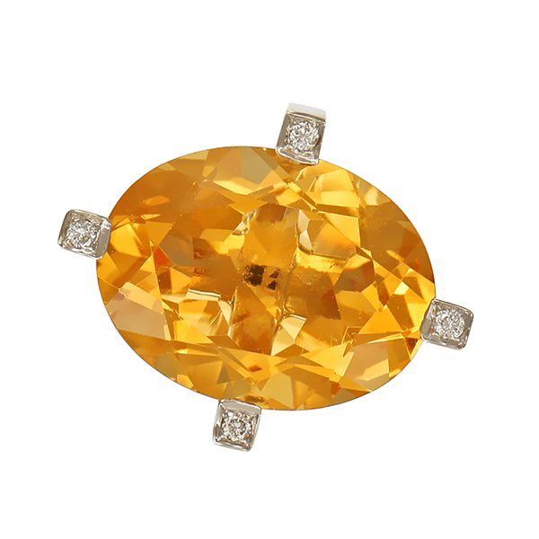 Anhänger, 18K, Weißgold, Citrin, Brillanten