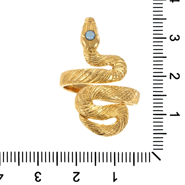 Ring, 8K, Gelbgold, Opal, Schlange