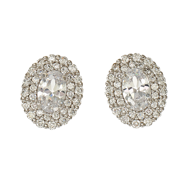 Ohrstecker, 18K, Weißgold, Zirkonia