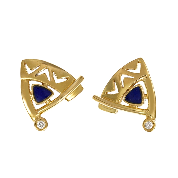 Ohrstecker, 8K, Gelbgold, 2 Lapis, 2 Brillanten