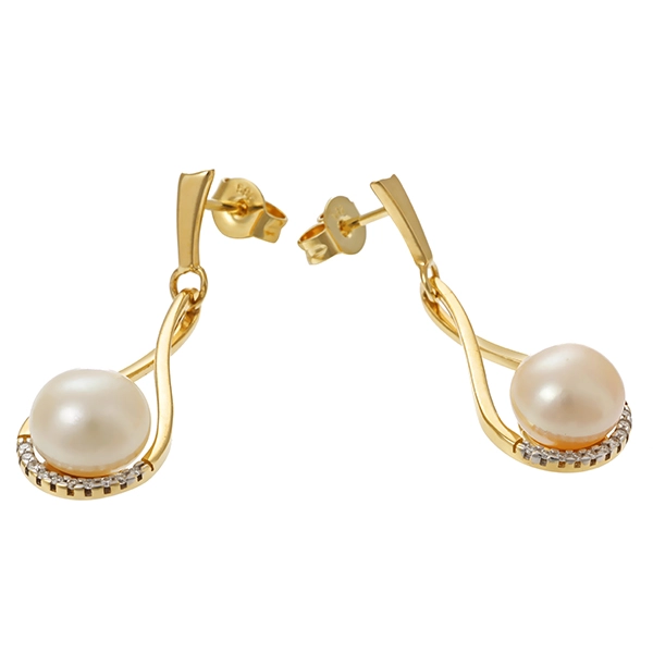 Steckhänger, 14K, Gelbgold, Perlen, Brillanten