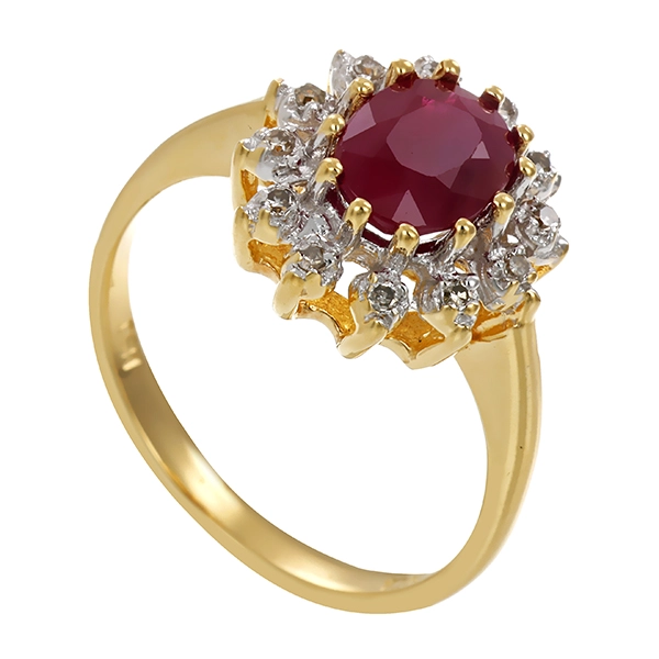 Ring, 10K, Gelb-/Weißgold, Rubin, Diamanten, U54
