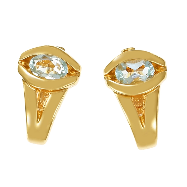Ohrhänger, 14K, Gelbgold, Topas blau