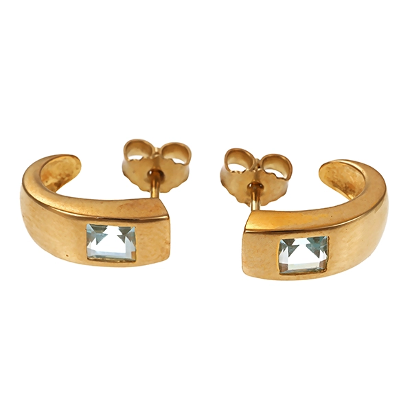 Ohrstecker, 8K, Gelbgold, Topas blau