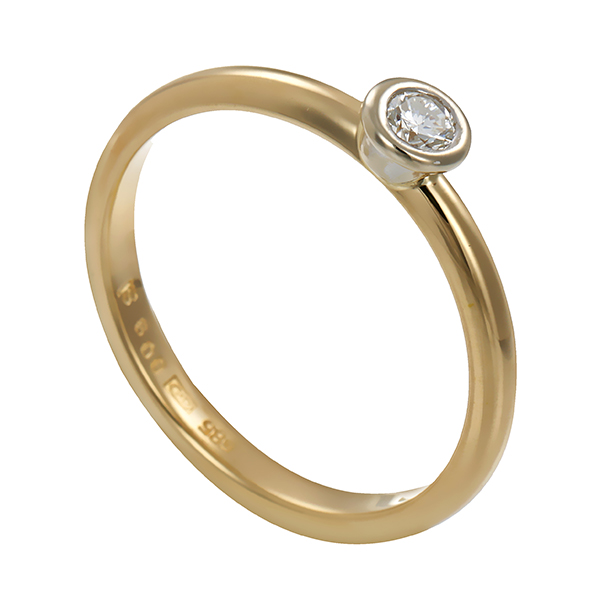 Diamantring, 14K, Gelb-/Weißgold, Brillant