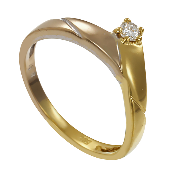 Brillantring, 14K, Gelb-/Weißgold, 0,08ct