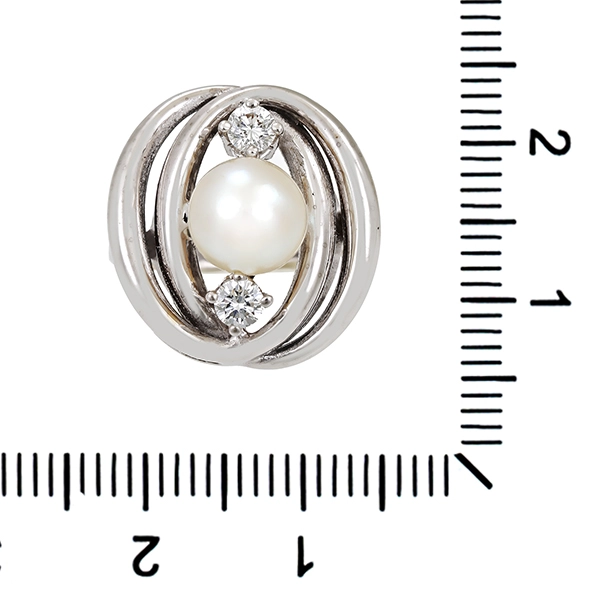Ring, 14K, Weißgold, Perle, Brillant