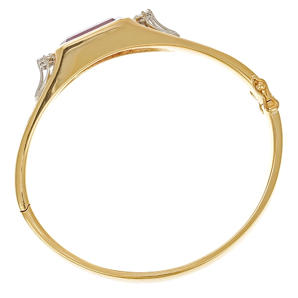Armreif, 14K, Gelbgold, Amethyst, Brillanten