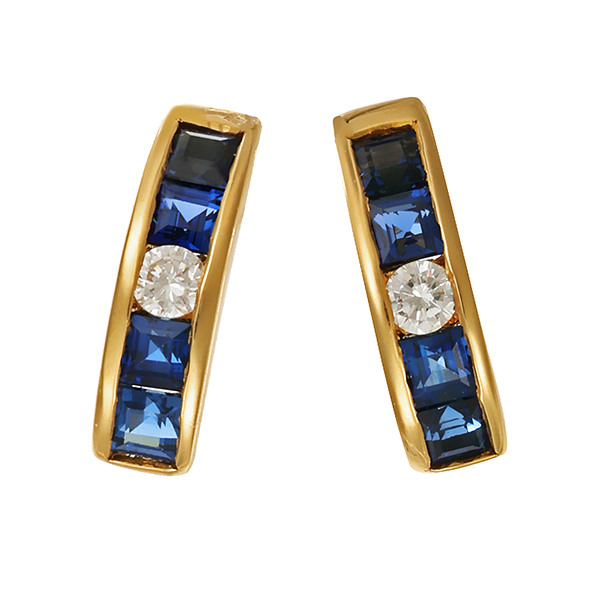Ohrstecker, 18K, Saphire, Brillanten