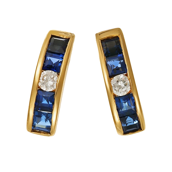 Ohrstecker, 18K, Saphire, Brillanten