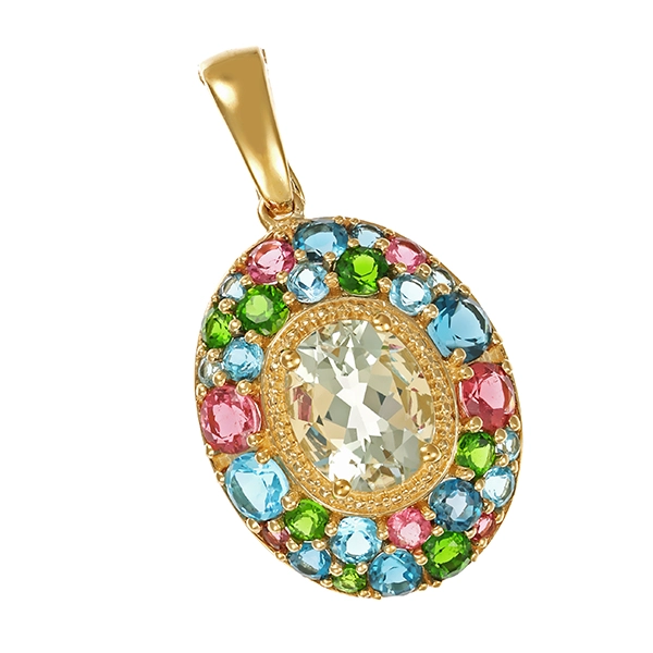Anhänger, 8K, Gelbgold, Edelsteine