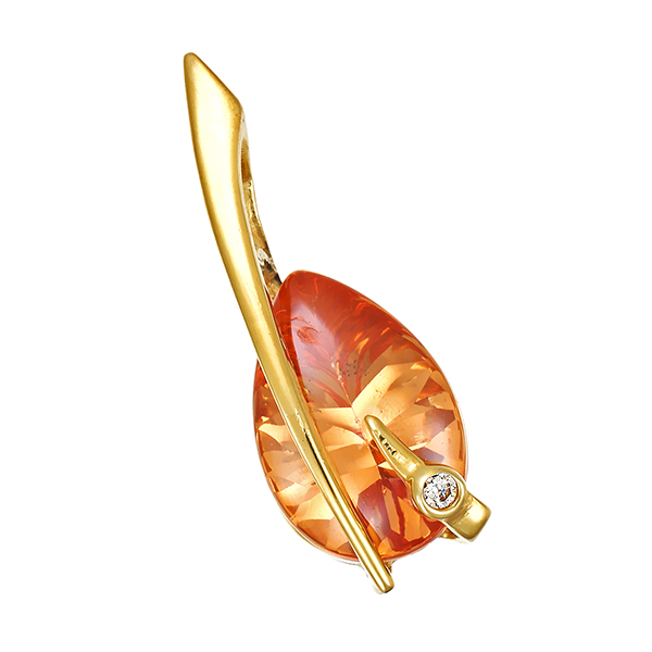 Anhänger, 9K, Gelbgold, Zirkonia, Citrin
