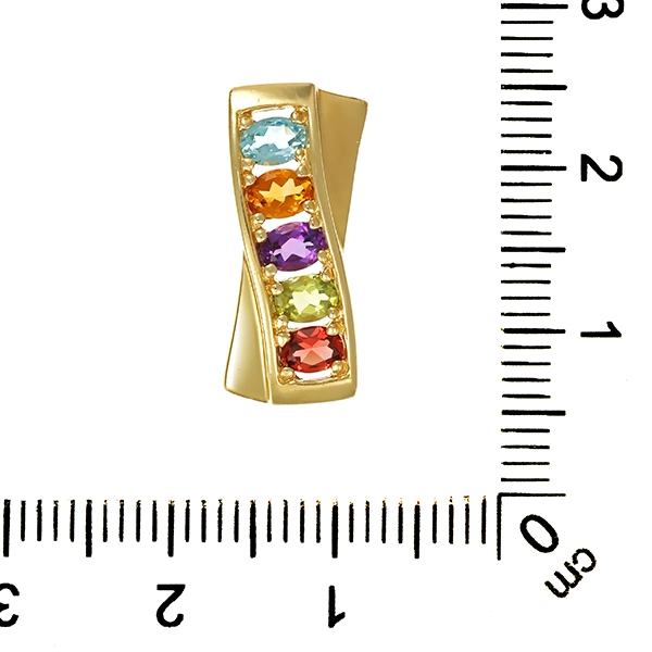 Anhänger, 14K, Gelbgold, diverse Edelsteine