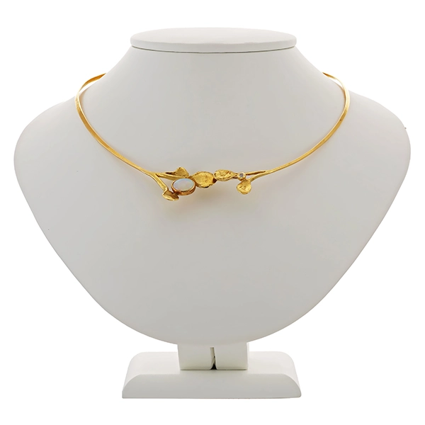 Collier, 18K, Gelbgold, Opal, Brillant