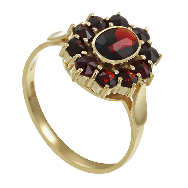 Ring, 14K, Gelbgold, Granat