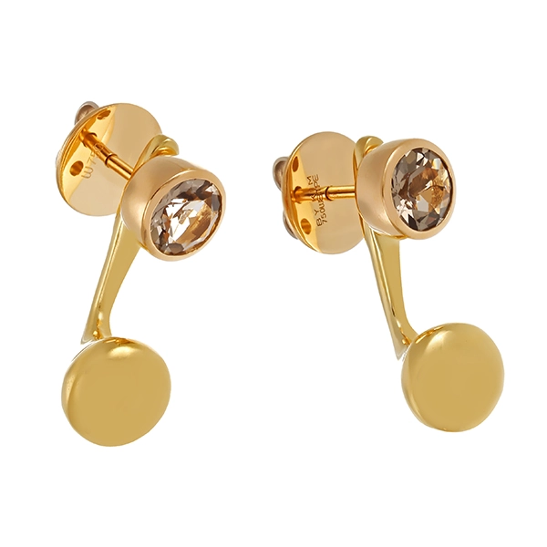 Ohrstecker, 18K, Gelbgold, Rauchquarz