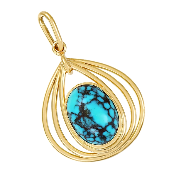 Anhänger, 14K, Gelbgold, Türkis