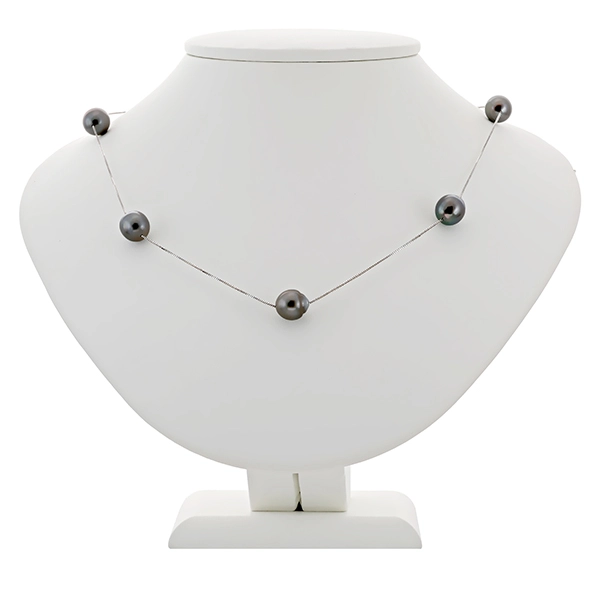 Collier, 14K, Weißgold, Perlen
