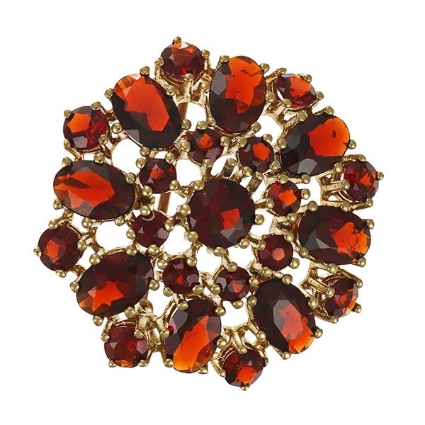 Brosche, 8K, Gelbgold, Granat