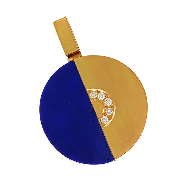 Anhänger, 18K, Gelbgold, Lapis, Brillanten