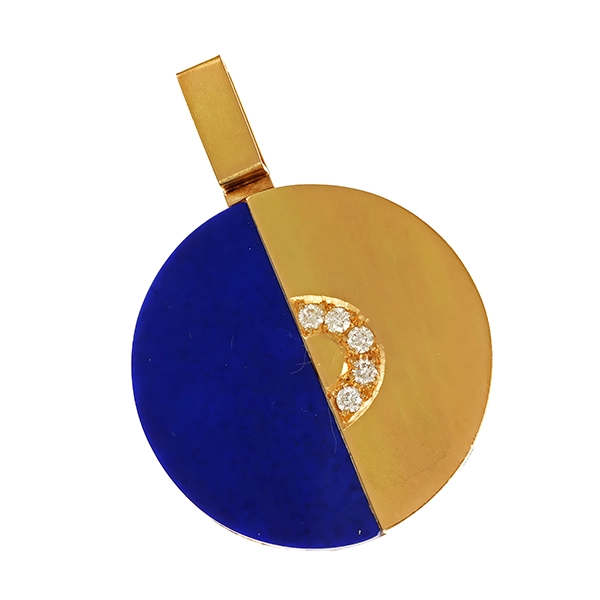 Anhänger, 18K, Gelbgold, Lapis, Brillanten