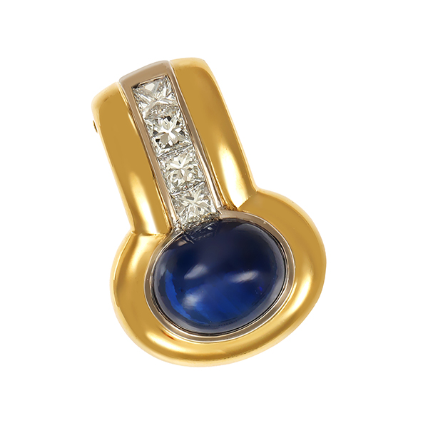 Anhänger, 18K, Gelb-/Weißgold, Diamant, Saphir