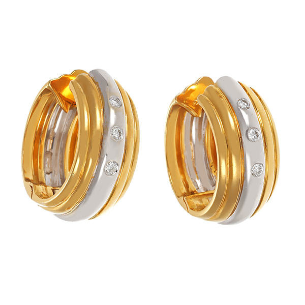 Creolen, 18K, Gelb-/Weißgold, Brillant