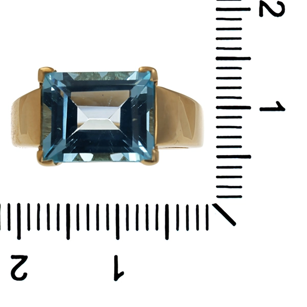 Ring, 14K, Gelbgold, Topas blau