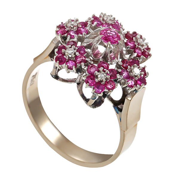 Ring, 18K, Weißgold, Diamant, Rubin