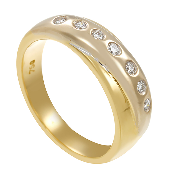 Diamantring, 18K, Gelb-/Weißgold, Brillanten